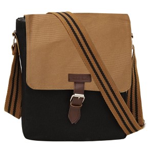 Storite Vintage Canvas Sling Cross Body Bag With Brown Flap, Office Business Satchel Messenger one Side Shoulder Bag with Adjustable Strap for Men & Women-(L-24 cm x W-8 cm x H-29 cm)