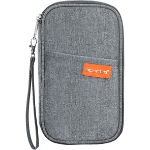 Storite Nylon Travel Passport Holder Cover Wallet Credit Card Case for Men & Women with Water Resistant with Removable Wrist-let Strap - Grey