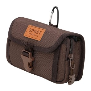 NISUN Canvas Outdoor Tactical Waist Belt Bag, Molle Belt Waist Pouch Security Purse for Sports, Hiking, Camping, Traveling (Brown, 18 x10.5 x4.5 cm)