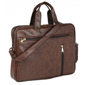 Storite PU Leather 14 inch Laptop Messenger Shoulder Sling Office Travel Bag for Men & Women (40x30x6 cm, Chocolate Brown)