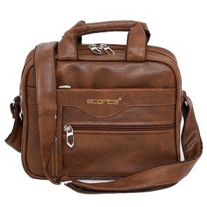 Storite Stylish PU Leather Sling Cross Body Travel Office Business Messenger One Side Shoulder Bag for Men Women (25x11x20 cm, Coffee Brown)