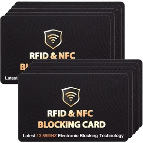 SAITECH IT 10 Pack RFID Blocking Card, One Card Protects Entire Wallet Purse For Men & Women, NFC Contactless Bank Debit Credit Card Protector ID ATM Guard Card Blocker-(10 pcs)-Black