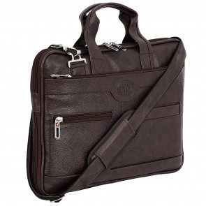 Storite PU Leather 14 Inch Laptop Shoulder Messenger Sling Office Business Travel Bag for Men & Women (39cm x 30cm x 6cm, Dark Brown)