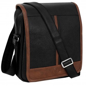 Storite Stylish PU Leather Sling Cross Body Travel Office Business Messenger One Side Shoulder Bag for Men Women (30x24x5.5 cm) (Black/Brown)