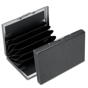 Storite 6 Slots RFID Protected Metal Credit Card Holder Wallet for Men & Women (Matt Finish Black, 9.5 x 6.5 x 1.3 cm)