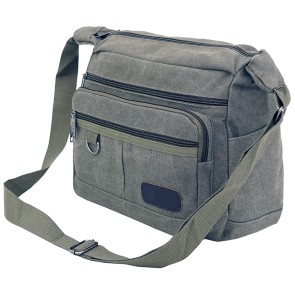 NISUN Canvas 5 Zipper Pocket Sling Cross Body Travel Office Business Messenger One Side Shoulder Bag For Men & Women - (30 x 12 x 24 Cm, Army green)