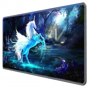 RiaTech Extra Large Size (900mmx400mmx2mm) Ice Unicorn Mouse pad Extended Gaming Mouse pad with Stitched Embroidery Edges, Non-Slip Rubber Base Computer Waterproof Keyboard Pad for Office & Home