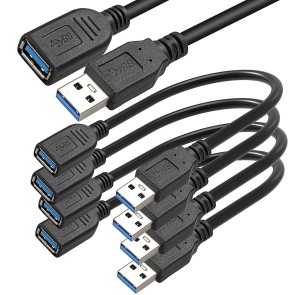 SaiTech IT 4 Pack 15cm USB 3.0 Male A to Female A Extension Cable 5GBps for Laptop/PC/Mac/Printers- Black