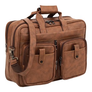 Storite PU Leather Laptop Organizer bag fits upto 15.6 inch, Messenger/Shoulder Sling Travel Bag for Men & Women (40x11x30 cm, Coffee Brown)