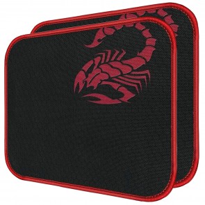 RiaTech 2 Pack (250mm x 210mm x 2mm) Mouse Pad with Scorpio Print, Antifray Stitched Edges, Non-Slip Rubber Base Mousepad for Laptop, Computer, PC Office & Home - Black with Red Border