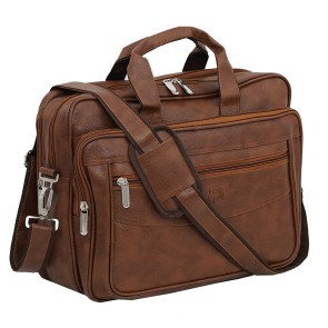 Storite PU Leather 15 inch Laptop Messenger Shoulder Sling Office Travel Bag for Men & Women(39x12x29cm, Coffee Brown)