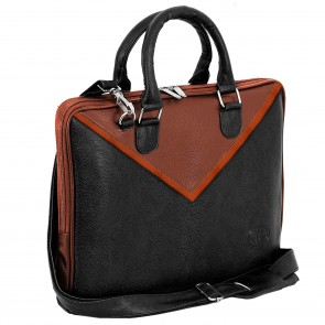 Storite PU Leather 14 inch Laptop Messenger Shoulder Sling Office Travel Bag for Men & Women (39x2.5x28 cm, Black)