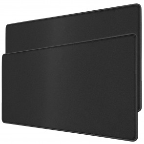RiaTech 2 Pack Large Size Extended Mouse Pad with Stitched Embroidery Edge Non-Slip Rubber Base Mouse Pad for Laptop/Computer- (600mm x 300mm x 2mm) Black with Black Border