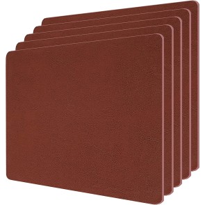 SaiTech IT 5 Pack 4mm Thickness Size(255mm x 200mm) PU Leather Mouse Pad, Non-Slip Waterproof Mice Pad for Computers, Laptop, Office & Home - Brown