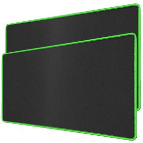 RiaTech 2 Pack Large Size Extended Mouse Pad with Stitched Embroidery Edge Non-Slip Rubber Base Mouse Pad for Laptop/Computer- (600mm x 300mm x 2mm) Black with Green Border