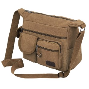 Storite Stylish Canvas Sling Cross Body Messenger Bag, One Side Shoulder Multi Pocket Sling Bag for Men & Women (29x12x25cm, Brown)
