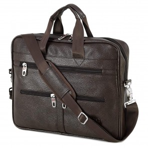Storite PU Leather 14 Inch Laptop Shoulder Messenger Sling Office Travel Bag for Men & Women (39cm x 30cm x 6cm, Dark Brown)