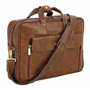 Storite PU Leather 15.6 Inch Laptop Shoulder Sling Office Business Messenger Travel Bag for Men & Women (39 x 30 x 9 cm, Coffee Brown)