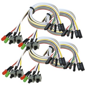 DAHSHA 4 Pack ATX PC Computer Motherboard Power Cable 2 Switch On/Off/Reset with with HDD Power LED Light - 65cm (25 Inch)