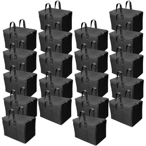 Storite 20 Pack Nylon Multi-Purpose Nylon Storage Bag/Clothing Storage Organiser/Toy Storage Bag/Stationery Paper Storage Bag -(Black, 57x 36.5X 40.5 cm)