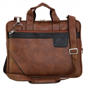 Storite PU Leather 14 Inch Laptop Shoulder Messenger Sling Office Travel Bag for Men & Women (39cm x 29cm x 3cm, Brown)