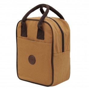 Storite Insulated Canvas Lunch Bag for Men & Women,Reusable & Washable Canvas Tiffin Bag with Canvas Handle for Office and Picnic - (29x21x10.5 cm, Brown)
