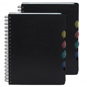 Storite Pack Of 2 Single Ruled Premium Series Soft Cover 5 Subject Spiral Binding Notebook, B5 Size, Single Line, 300 Pages-Black (25x17.6x1.5 cm)