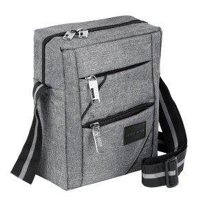 DAHSHA Stylish Padded Mini Sling Bag for Men and Women, Small Passport Travel Bag and Small Sling Bag (Grey)(21.5 X 6.5 x 16 Cm) (Light Grey)