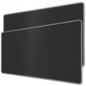 RiaTech 2 Pack Large Size Extended Mouse Pad with Stitched Embroidery Edge Non-Slip Rubber Base Mouse Pad for Laptop/Computer- (600mm x 300mm x 2mm) Black with Grey Border