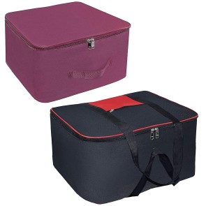 Storite Combo Pack Nylon Wardrobe Bag and Underbed Storage Bag Cloth Storage Organiser with Zippered Closure & Handle (Storage - 54x46x28 cm, (Wardrobe - 38x35.5x25.4 cm)