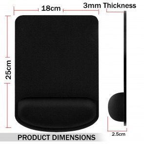 RiaTech Ergonomically Designed Non-Slip Rubber Base Anti-Skid Mouse Pad with Memory Foam Wrist Rest Support, Water Resistance Gaming Mouse Mat for Computer & Laptop-Black (Square Shape,180 x 250 x 3mm)