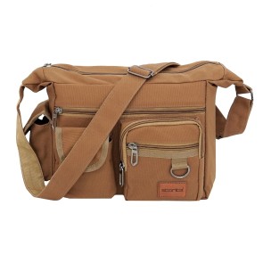 Storite Stylish Canvas Sling Cross Body Messenger Bag, One Side Shoulder Multi Pocket Sling Bag for Men & Women (27x10x26cm, Brown)
