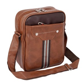 Storite Stylish PU Leather 9.7-inch Tablet Padded Sling Cross Body Travel Office Business Messenger One Side Bag for Men Women (25x20x7, Tan Brown)