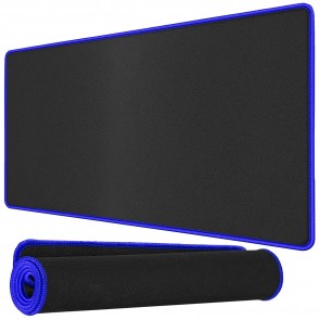 RiaTech Large Size (600mm x 300mm x 2mm) Extended Gaming Mouse Pad with Stitched Embroidery Edge, Premium-Textured Mouse Mat, Non-Slip Rubber Base Mousepad for Laptop/Computer- Black with Blue Border
