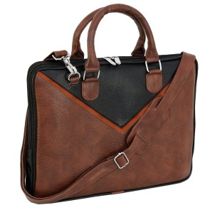 Storite PU Leather 14 inch Laptop Messenger Shoulder Sling Office Travel Bag for Men & Women (39x28x2.5 cm, Brown)