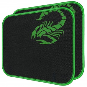 RiaTech 2 Pack (250mm x 210mm x 2mm) Mouse Pad with Scorpio Print, Antifray Stitched Edges, Non-Slip Rubber Base Mousepad for Laptop, Computer, PC Office & Home - Black with Green Border