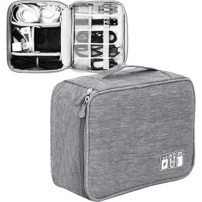 DAHSHA Electronics Accessories Organizer Bag, Universal Carry Travel Gadget Bag for Cables ( 24 x 18 x 9 cm, Grey)