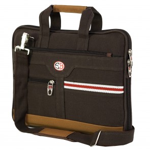 Storite Canvas 14 inch Laptop Messenger Organizer Bag/Shoulder Sling Office Bag for Men & Women – (38 x 6 x 29.5cm, Dark Brown)