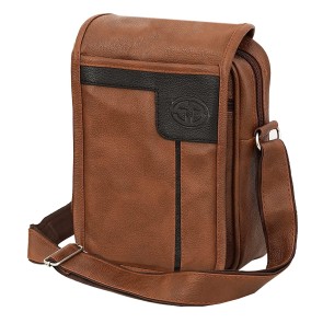 Storite Stylish PU Leather Sling Cross Body Travel Office Business Messenger One Side Shoulder Bag for Men Women (18x6x25.5 cm, Brown)