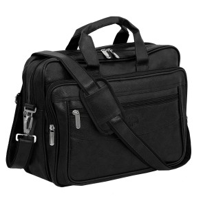 Storite PU Leather 15 inch Laptop Messenger Shoulder Sling Office Travel Bag for Men & Women(39x12x29cm, Black)
