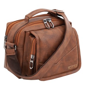Storite Stylish PU Leather Sling Cross Body Flap Travel Office Business Messenger One Side Shoulder Bag for Men Women (20x10.5x16 cm, Coffee Brown)
