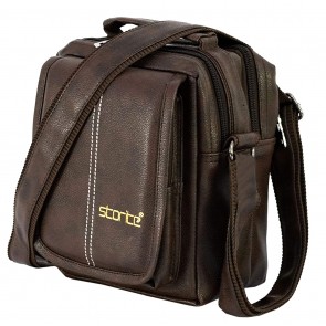 Storite Stylish PU Leather Cross Body Travel Office Business Messenger Bag (Brown, 20.5x16.5x9cm)