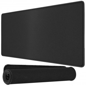 RiaTech Large Size (600mm x 300mm x 2mm) Extended Gaming Mouse Pad with Stitched Embroidery Edge, Premium-Textured Mouse Mat, Non-Slip Rubber Base Mousepad for Laptop/Computer- Black with Black Border