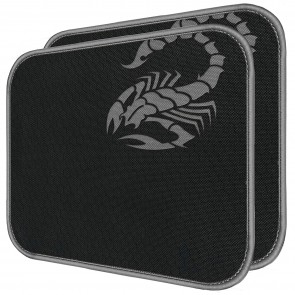 RiaTech 2 Pack (250mm x 210mm x 2mm) Mouse Pad with Scorpio Print, Antifray Stitched Edges, Non-Slip Rubber Base Mousepad for Laptop, Computer, PC Office & Home - Black with Grey Border