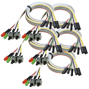 DAHSHA 5 Pack ATX PC Computer Motherboard Power Cable 2 Switch On/Off/Reset with with HDD Power LED Light - 65cm (25 Inch)