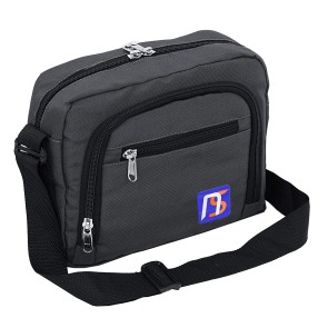 NISUN Nylon 4 Zipper Pocket Small Size Sling Cross Body Travel Office Business Messenger One Side Shoulder Pouch Bag Money Bag For Men and Women - Grey