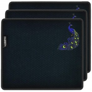 RiaTech 3 Pack Mouse Pad with Peacock Print, Antifray Stitched Edges, Non-Slip Rubber Base Mousepad for Laptop, Computer, PC Office & Home (290mm x 250mm x 2mm) - Black with Black Border