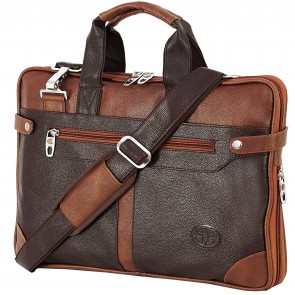 Storite PU Leather 15 Inch Laptop Messenger Shoulder Sling Office Travel Bag for Men & Women (40x30x2.5cm, Chocolate Brown)