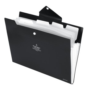 NISUN 5 Pocket File Folder, A4/Letter Size Expanding Organizer, Portable Accordion File, Document Holder for School & Office - Black (32 * 23cm)