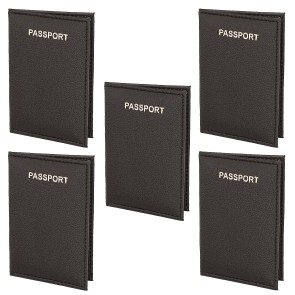 Storite 5 Pack Slim PU Leather Travel Family Passport Holder Wallet Case, Passport Cover for Men & Women (Brown, 9.25 X 14 CM)